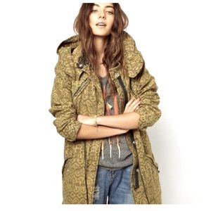 Maison Scotch Super Parka Anorak Fishtail Military Aztec Print Coat Sz 2